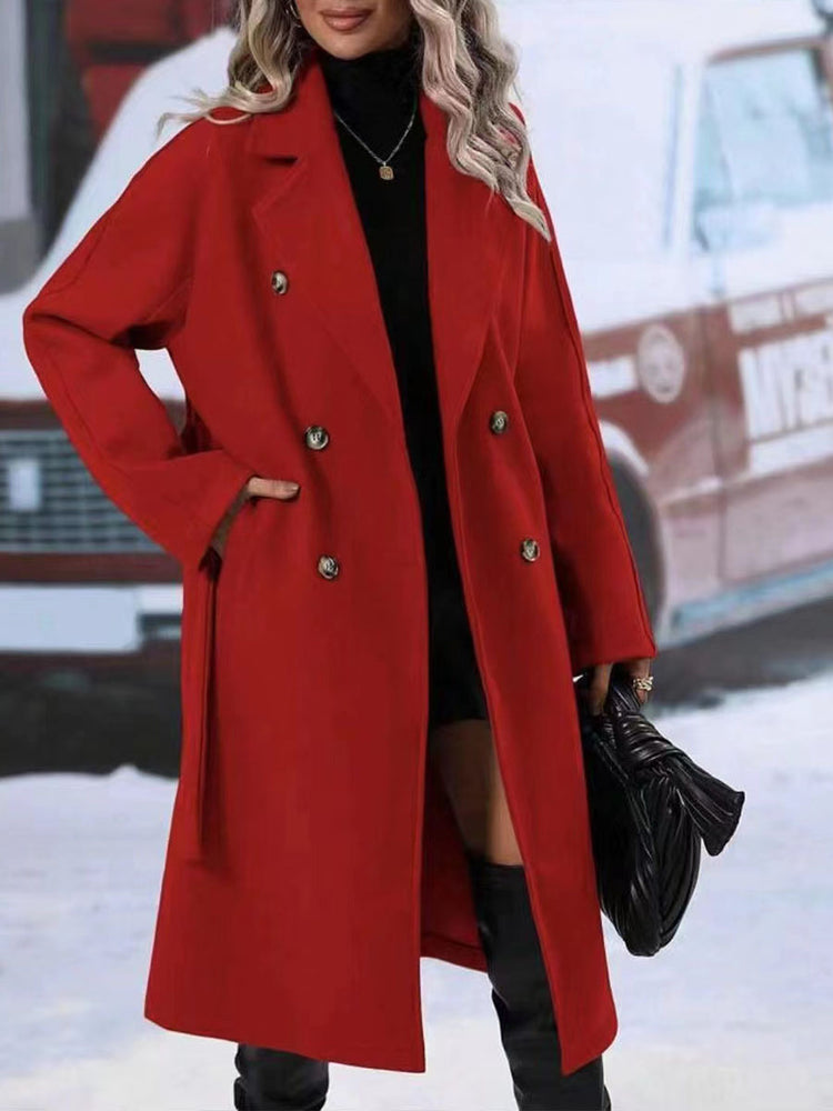 Dubbelknäppt trenchcoat med skärp