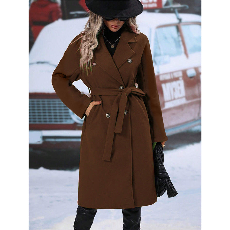 Dubbelknäppt trenchcoat med skärp