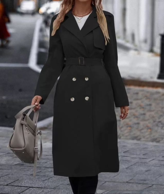 Dubbelknäppt trenchcoat med skärp